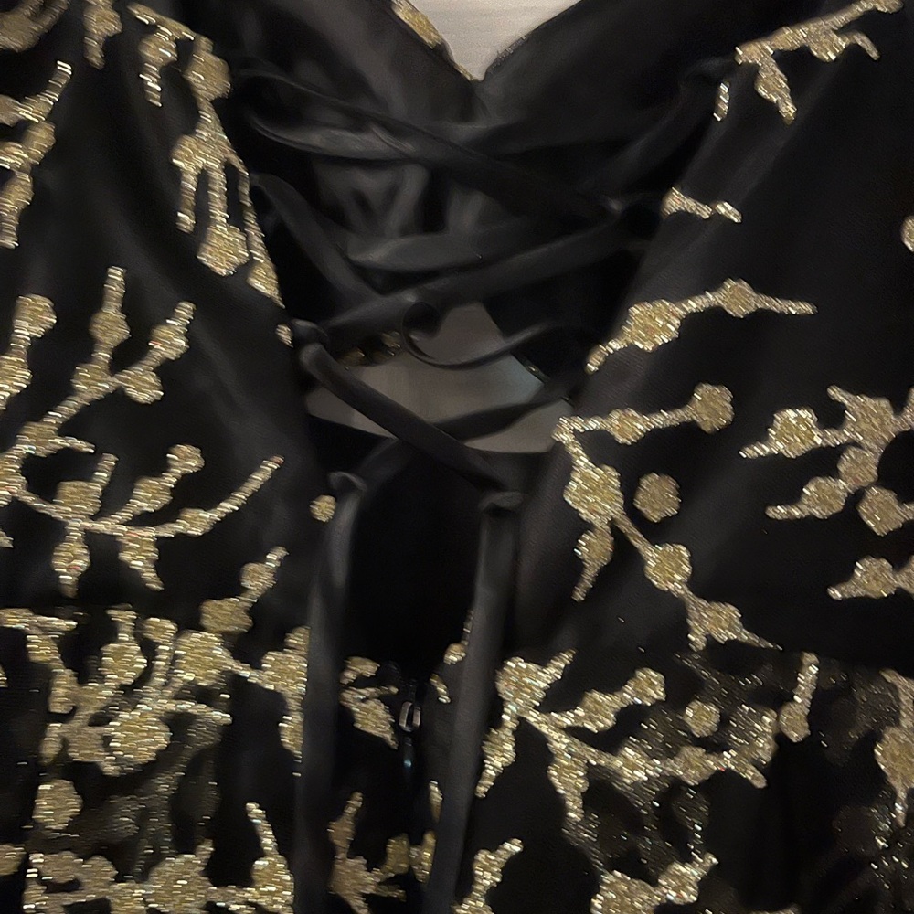 Black and Gold Lace-Up Dress